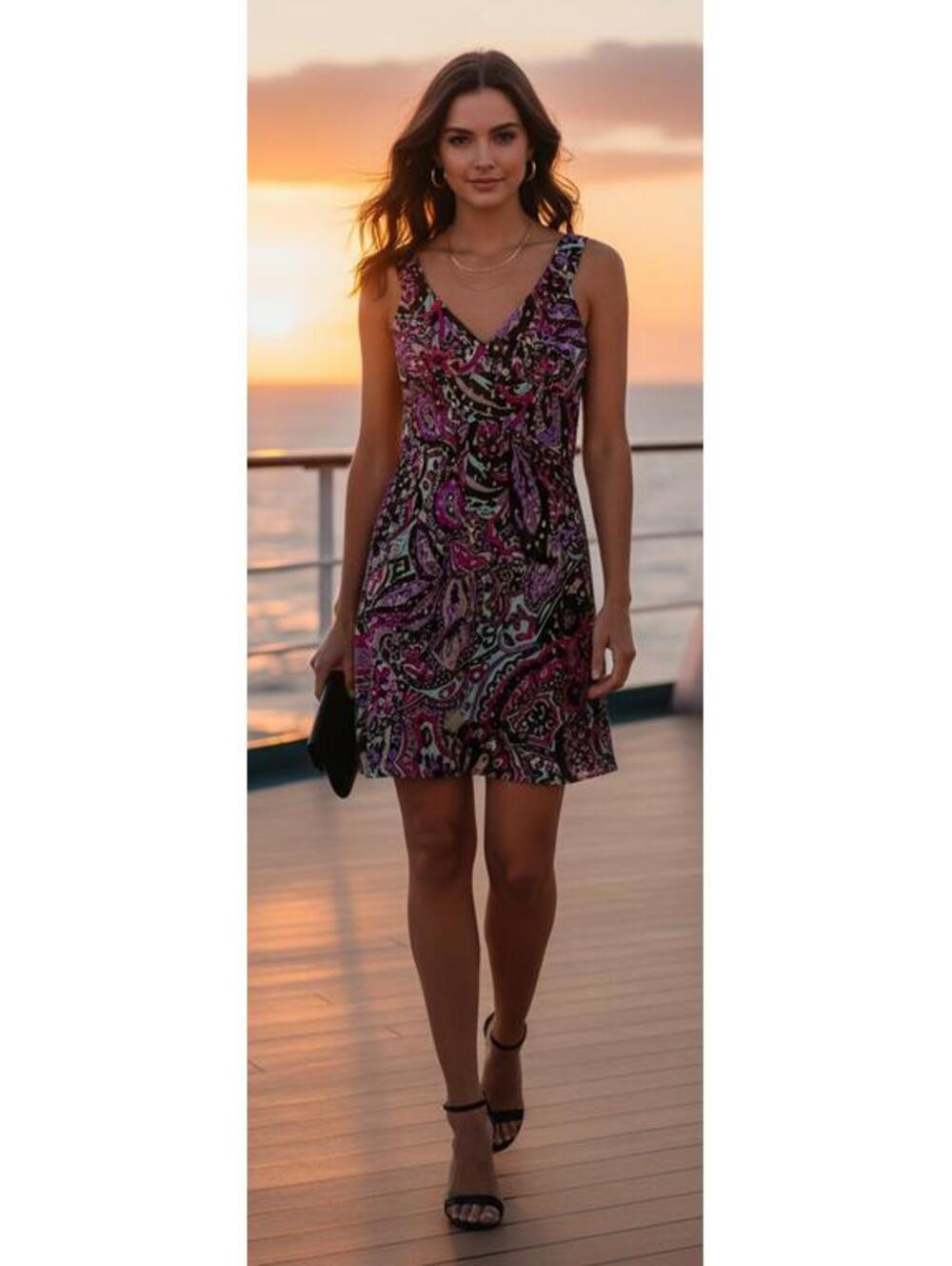Tibi Y2K Paisley Print Mini Dress Gold Shimmer Metallic XS/S